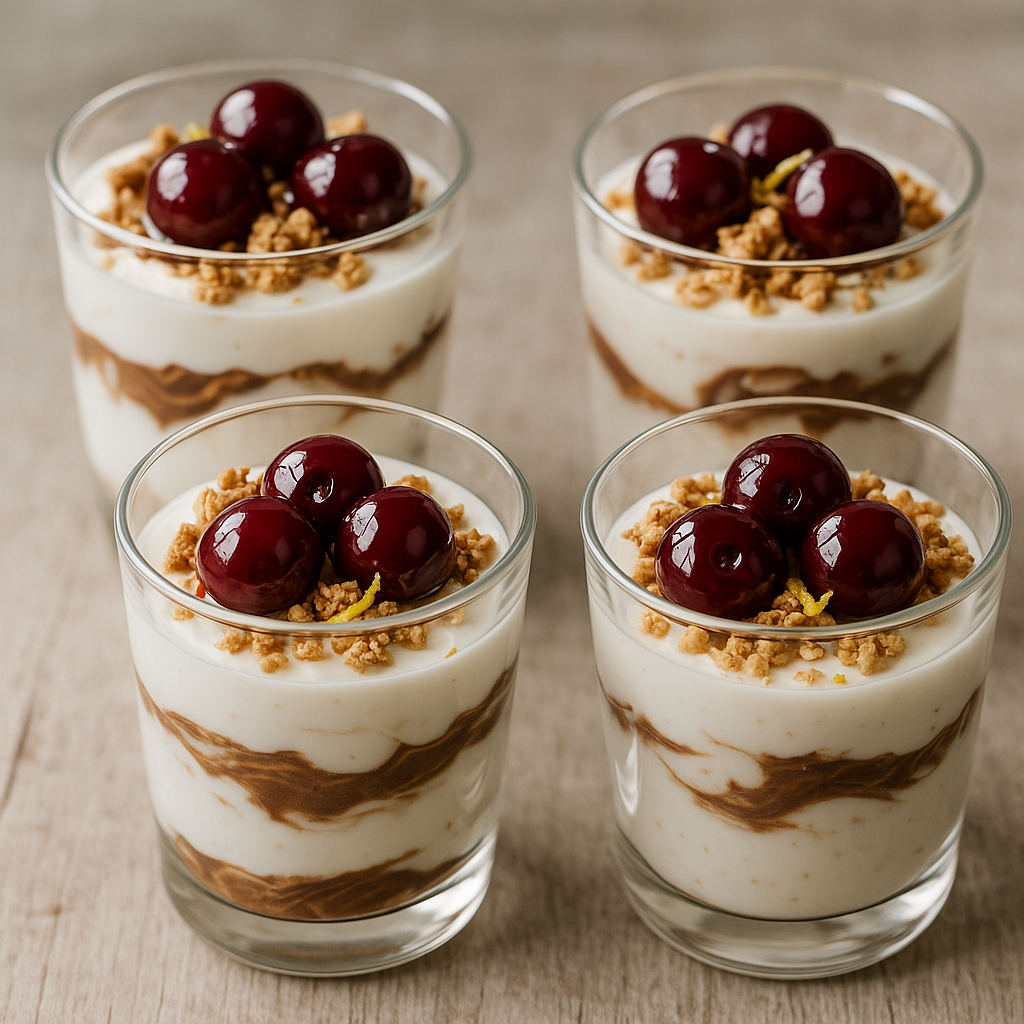 No-bake Morello Cherry Hazelnut Yoghurt Pots