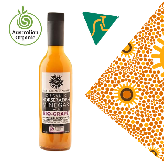 Australian Harvest Horseradish Vinegar 350ml | Apple Cider Vinegar with Bio Curcumin