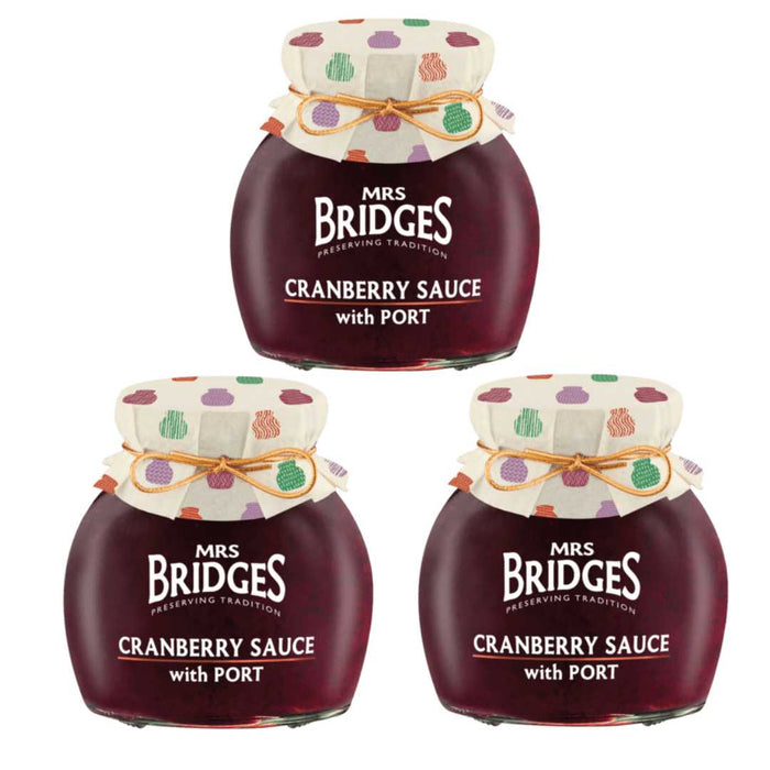 Mrs Bridges Cranberry Sauce with Port Value Pack 3x340g