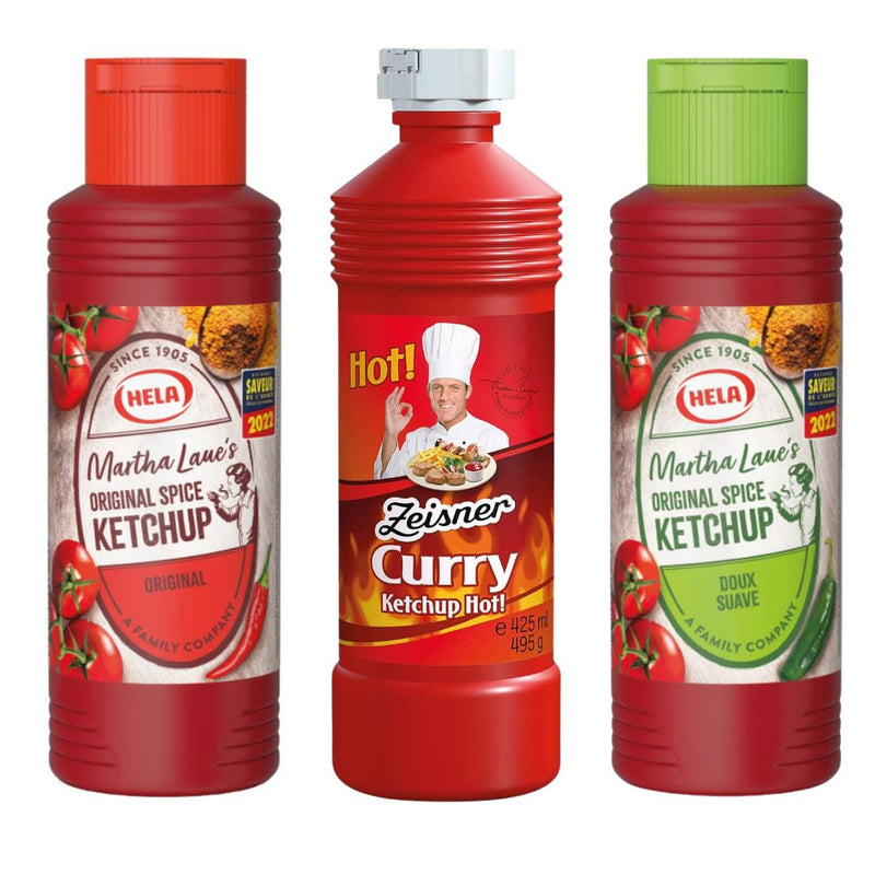 Curry Ketchup Value Pack | Hela Original, Mild Spicy & Zeisner Hot