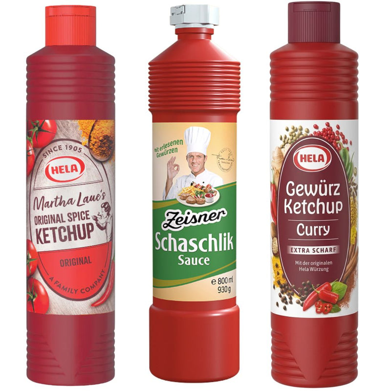 Hela Curry Ketchup + Zeisner Shashlik Sauce Value Pack 3x800ml