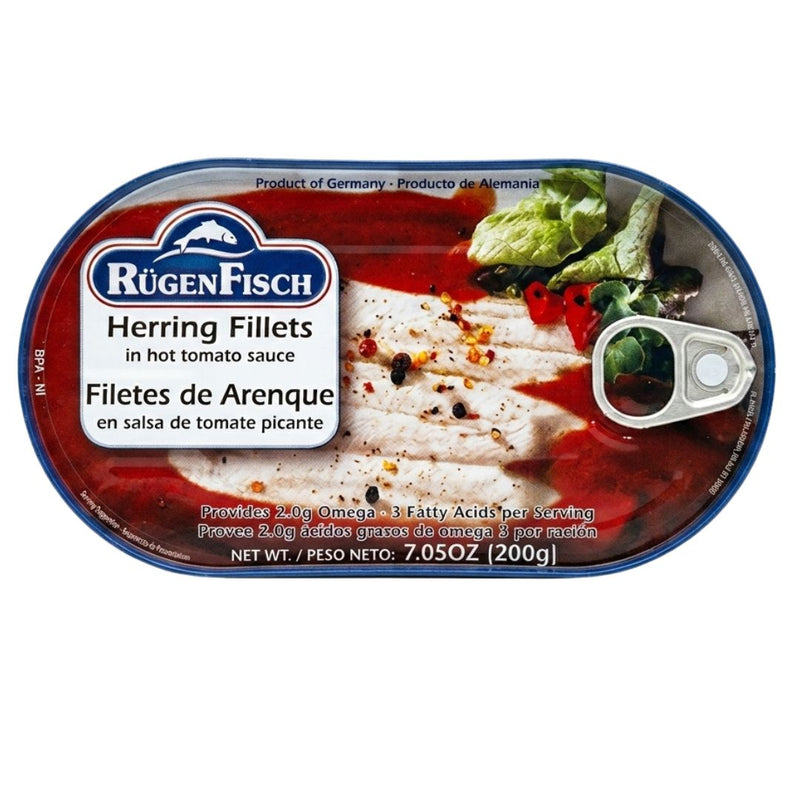 Rugen Fisch Herring Fillets in Spicy Hot Tomato Sauce 200g