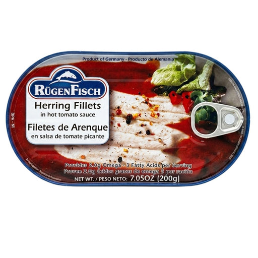 Rugen Fisch Herring Fillets in Spicy Hot Tomato Sauce 200g