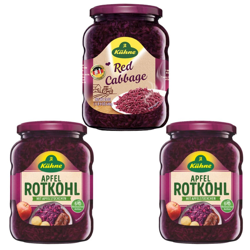 Kuhne Red Cabbage Value Pack 3x680g | 2 Apple + 1 Classic
