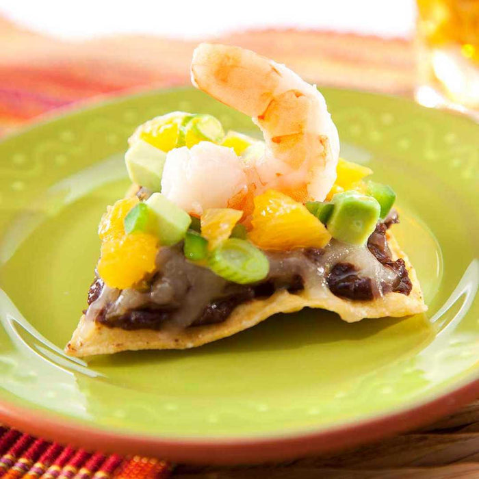 SHRIMP & BLACK BEAN NACHOS WITH CITRUS SALSA
