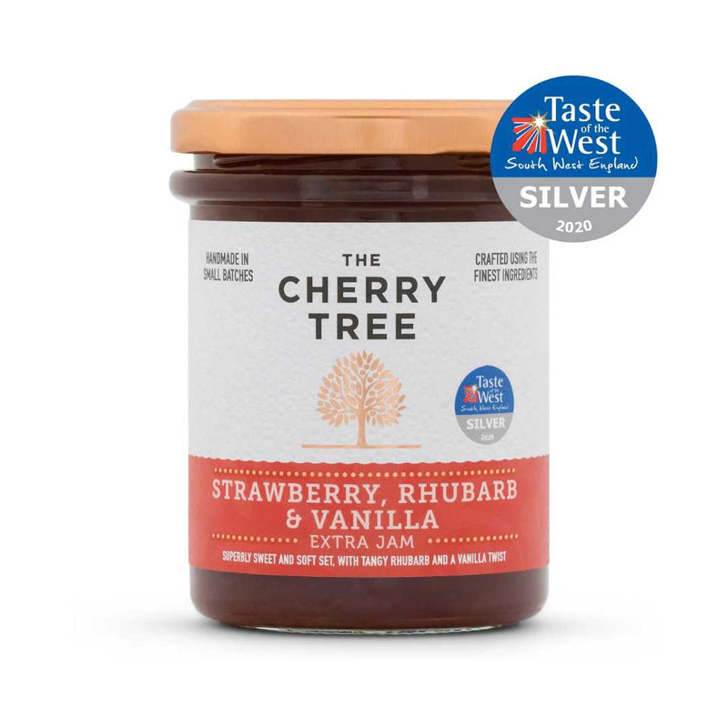 Strawberry Rhubarb Jam with Vanilla The Cherry Tree 225g | British Foods 