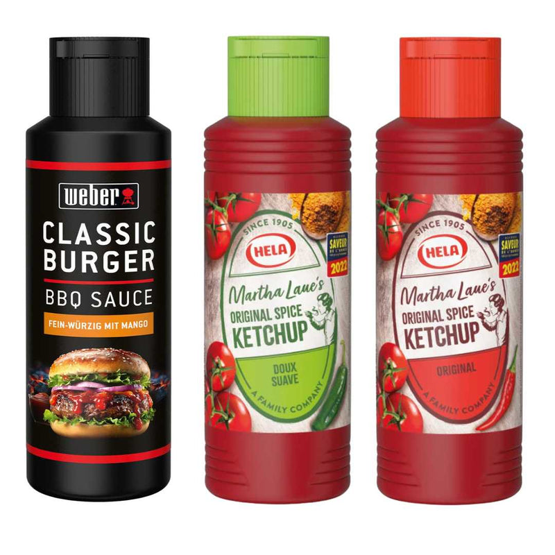 Curry Ketchup + BBQ Sauce Hela Value Pack 3x300ml