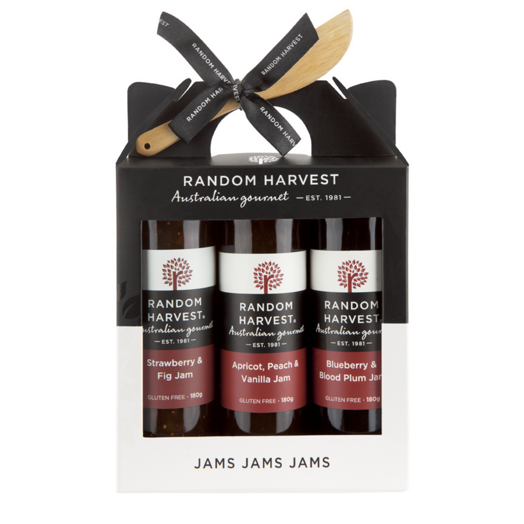 Random Harvest Strawberry/Apricot/ Blueberry Jams Gourmet Gift Box 3x1 ...