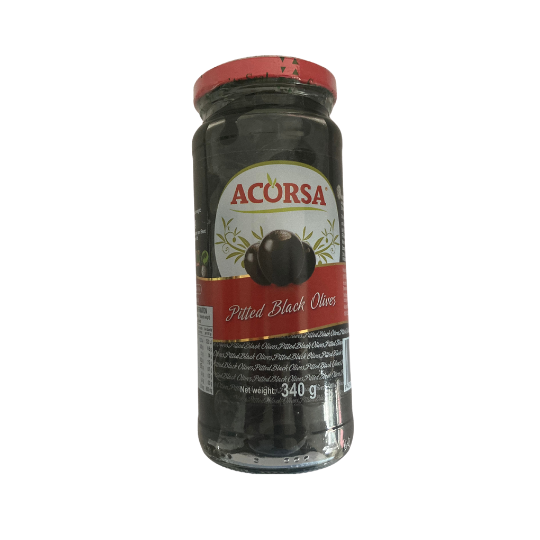 Pitted Black Olives Acorsa jar 340g