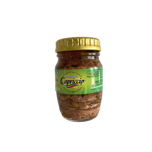 Capriccio Anchovy fillets in Olive Oil Mediterranean Style jar 90g