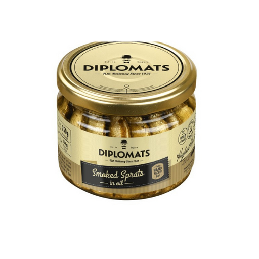 Smoked Sprats in Olive Oil Diplomats jar 250g