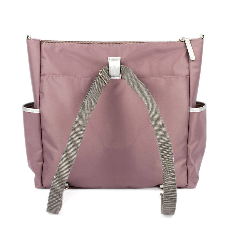 Diaper Bag and Backpack Kiwisac Kamamito Taupe Pink Rose - Shoesandbagx