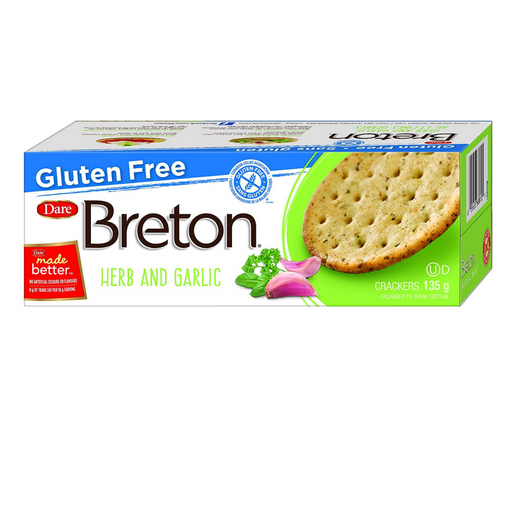 Gluten Free Crackers Herb & Garlic Breton 135g