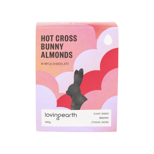 Hot Cross Bunny Almonds Milk Chocolate Loving Earth 100g