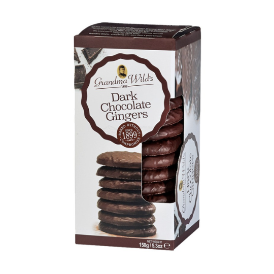 Ginger Biscuits Dark Chocolate coated Grandma Wild's 150g