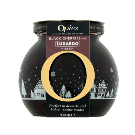 Opies Black Cherries in syrup with Luxardo Kirsch 460g