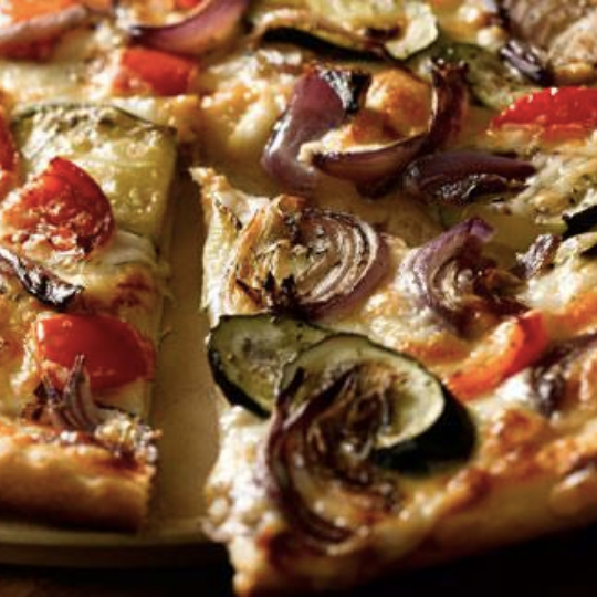 Roasted vegetable Bechamel Pizza