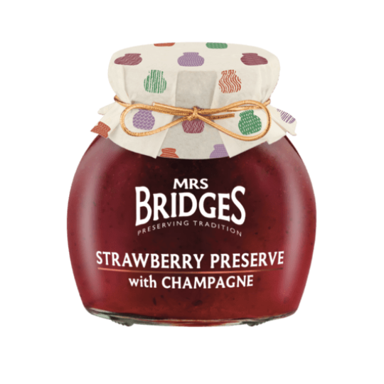 Mrs Bridges Strawberry Preserve with Champagne jar 340g/250g
