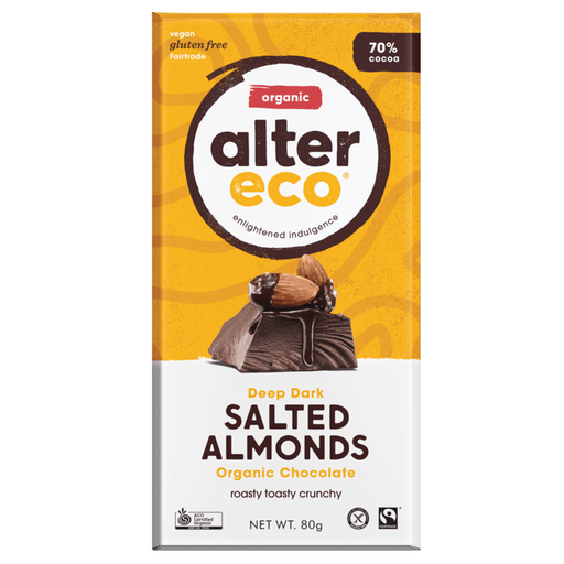 Alter Eco Organic Chocolate Tablet Salted Almonds 80g