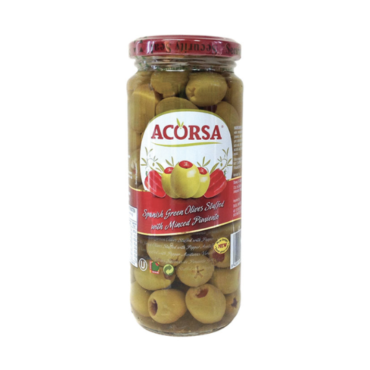 Green Olives Stuffed with minced Pimiento Acorsa jar 340g